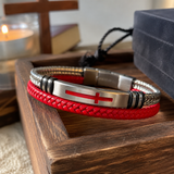 Two‑Layer Braided Leather Cross Bracelet - gift presentation