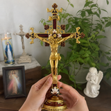 Hand-Painted Metal Jesus Christ Crucifix: Sacred Home Decor - craftsmanship detail