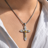 Titanium Steel Crucifix Necklace with Zircon