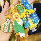 Cartoon Jesus Our Lady Silicone Keychain Backpack Small Pendant Gift - BGCOPPER
