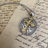 Stigmata Coin" Copper - Silver Plated Cross Necklace: Forging Faith into Retro Bloodlines