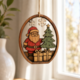 3D Layered Wooden Santa Christmas Ornament