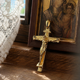 Solid Brass Jesus Crucifix Necklace – Christian Cross Pendant with 24" Chain