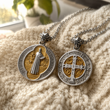 St. Benedict Home Blessing Titanium Steel Pendant for daily faith wear and Christian gifting
