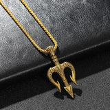 Poseidon Trident Necklace Men's Lucky Charm - BGCOPPER