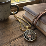 Vintage 3D Enamel Crown of Thorns Jesus Face Medallion Stainless Steel Necklace - size and finish detail