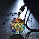 Metatron Colorful Irregular Natural Stone Yoga Stone Colorful Stone Pendant Set Crushed Stone Resin Necklace - BGCOPPER
