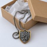 Two-Tone Armor of God Knight Shield Stainless Steel Necklace
