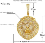 18K Gold Plated Pendant with Bling Cuban Chain Lion King Pendant Necklace for Men, Cubic Zirconia - BGCOPPER