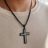 Minimalist Full Paved Cubic Zirconia Stainless Steel Cross Necklace