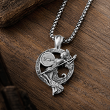 Athena Greek Goddess Pendant Necklace, Vintage Pure Tin Men’s Necklace