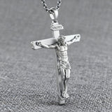 S925K Sandblasted Silver Jesus Crucifix Pendant