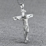 S925K Sandblasted Silver Jesus Crucifix Pendant