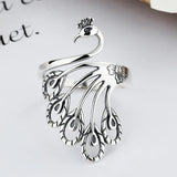 Peacock Surround Size Adjustable Opening 925 Sterling Silver Women's Ring - BGCOPPER
