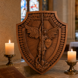 Guardian Michael Wood Carving - Handcrafted Spiritual Shield & Heirloom Gift