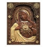 Immaculate Heart of Mary Wooden Mary statuary Christian home decor Our Lady birthday religious gift - BGCOPPER