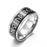 Glow In The Dark Viking Elder Futhark Rune Rotatable Spinner Stainless Steel Anxiety Relief Ring