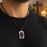 Radiant Shield Pendant Necklace – Titanium Steel Faith-Inspired Men's Necklac