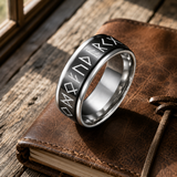 Glow In The Dark Viking Elder Futhark Rune Rotatable Spinner Stainless Steel Anxiety Relief Ring