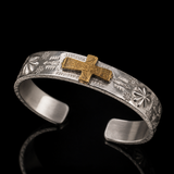 Stainless Steel Two-Tone Cross Cuff Bracelet – Christian Faith Jewelry