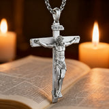 S925K Sandblasted Silver Jesus Crucifix Pendant
