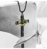 Thorn cross black and white couple necklace - BGCOPPER