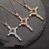 S925K Silver Cross Necklace: Faith and Romance Converge in Light and Shadow