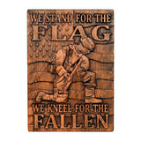 We Stand For The Flag, We Kneel For The Fallen -American soldier wood carving memorial icon - BGCOPPER