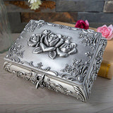 Zinc alloy large capacity embossed rose with latch jewelry box storage desktop ornaments - BGCOPPER