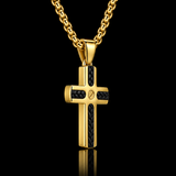 Braided Inlay Cross Necklace – Modern Christian Pendant for Men