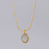 Oval Natural Necklace Pendant Chain - BGCOPPER