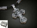 Jesus Virgin Mary Trinity Double Sided Engraved S925K Silver Cross Necklace - BGCOPPER