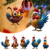 Creative Cute Animal Chicken Christmas Hanging Christmas Birds Car Hanging Home Christmas Tree Decorations - BGCOPPER