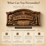 Personalized “Bless Our Home” Hand-Carved Beechwood Wall Plaque - craftsmanship detail