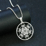 Stainless Steel Metatron's Cube Necklace Pendant Sacred Geometry Amulet Jewelry - BGCOPPER