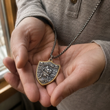 Two-Tone Armor of God Crusader Knight Protection Shield Stainless Steel Necklace