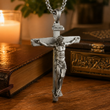 S925K Sandblasted Silver Jesus Crucifix Pendant