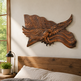 Eagle & Flag Wood Wall Plaque - Handcrafted American Heritage Tribute
