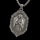 S925 Sterling Silver Our Lady of Guadalupe Prayer Pendant Necklace – Catholic Virgin Mary Medal