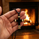 Faceted Two-Tone Stainless Steel Cross Necklace – Bold Faith, Modern Contrast