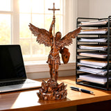 St. Michael the Archangel - Hand Carved Boxwood Sculpture - Spiritual Guardian for Prayer Spaces
