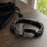 Men’s Vintage Hammered Cross Byzantine Chain Bracelet
