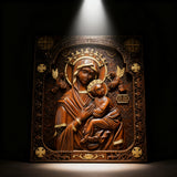 Our Lady of Perpetual Help Wood Art - Hand-Carved Catholic Gift - Mother Mary Comfort Figure