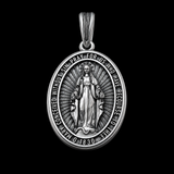 S925K Silver Miracle Medal English Version Inscription Necklace