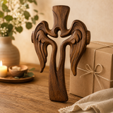 Ascension of Jesus Angel Wing Cross – Hand-Carved Beechwood Wall Decor