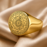 Vintage Titanium Seven Archangel Signet Ring - Amulet Against Evil Eyes, Curses, Spells