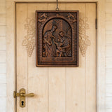 Beechwood Holy Family Wall Hanging: Carving Devotion in Wood, Bringing Sacred Warmth