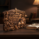 "Jesus, I Trust in You" - Handcrafted Solid Wood Religious Plaque with John 3:16 Eternal Promise