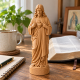 Sacred Heart of Jesus Hand-Carved Beechwood Statue – Catholic Prayer, Home Blessing & Faith Gift