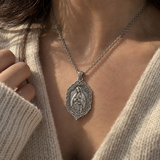S925 Sterling Silver Our Lady of Guadalupe Prayer Pendant Necklace – Catholic Virgin Mary Medal